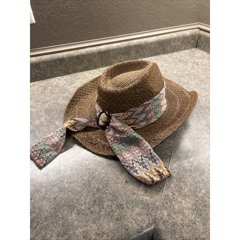 Scala 100% TOYO Hat Fadora OSFM Ribboned Brown Western